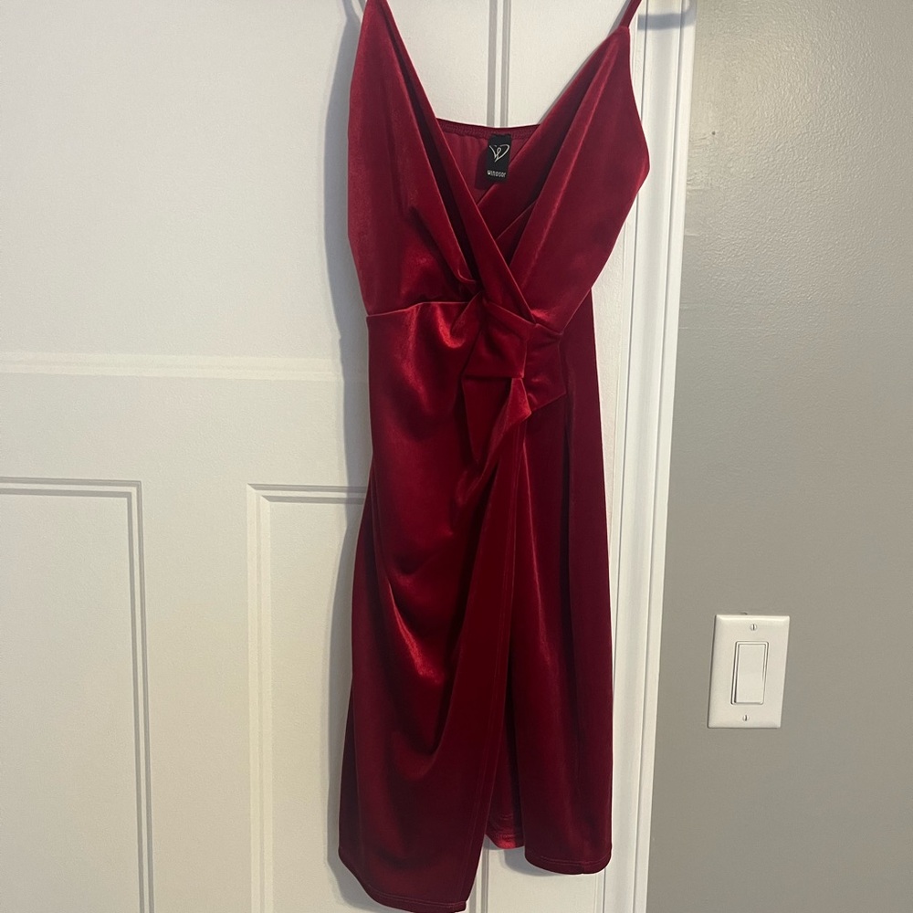 Windsor Deep Red Velvet Mini Dress